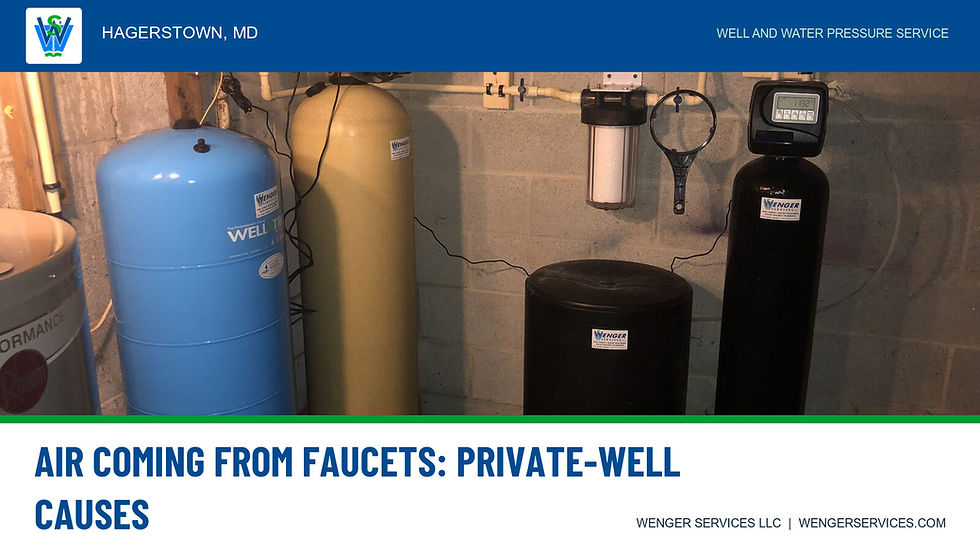 Authentic Wenger Services photo of Wenger Services Plumbing Well Pumps Water Treatment Sign, illustrating air at the faucets.