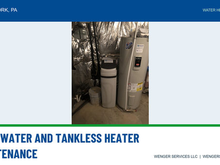 Authentic Wenger Services photo of water treatment, water softener, water heater, illustrating hard water around a tankless heater.