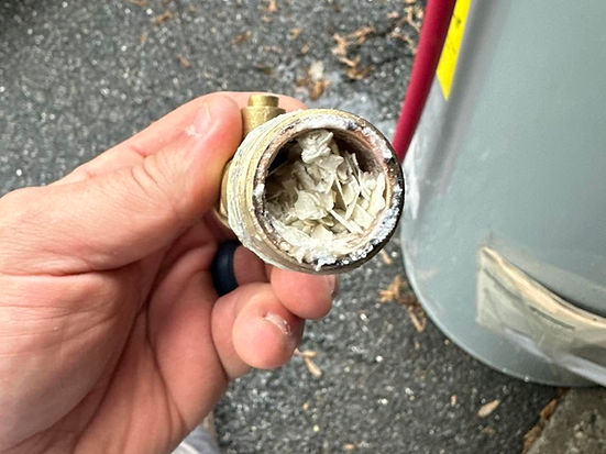 Picutre of Hard water clogging a water heater gettysburg pennsylvania local plumber