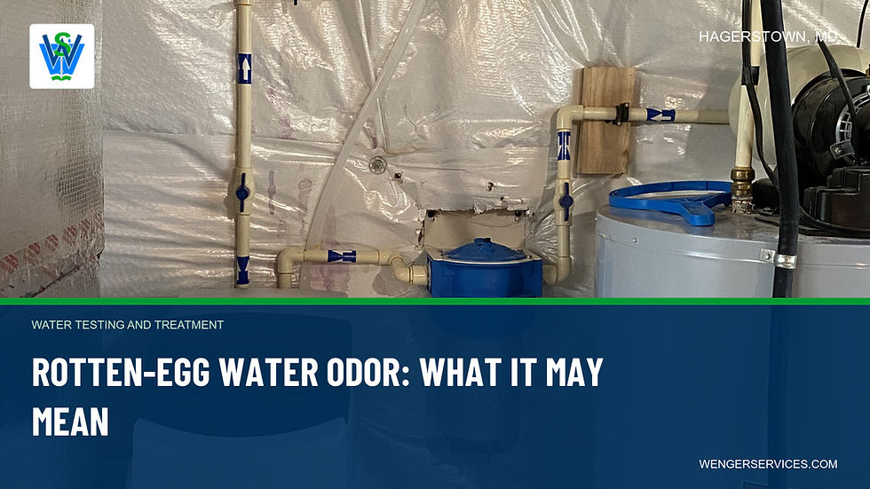Authentic Wenger Services photo of water treatment, water softener, filtration, illustrating a rotten-egg water odor.