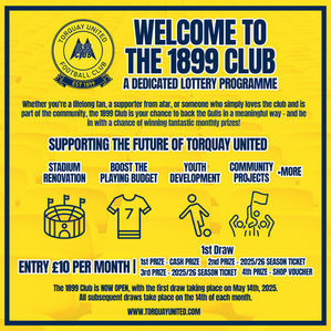 Graphic advert for the first draw of the 1899 Club showing prizes and how to play.