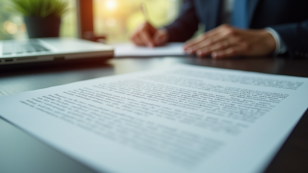 Close-up view of legal documents on a desk