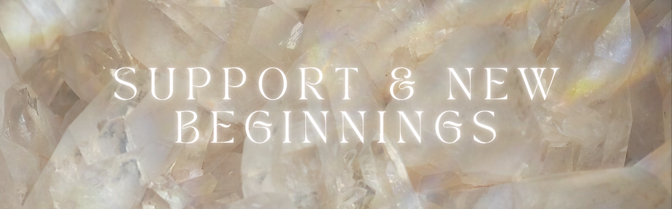 support and new beginnings, with a clear crystal background and rainbow light