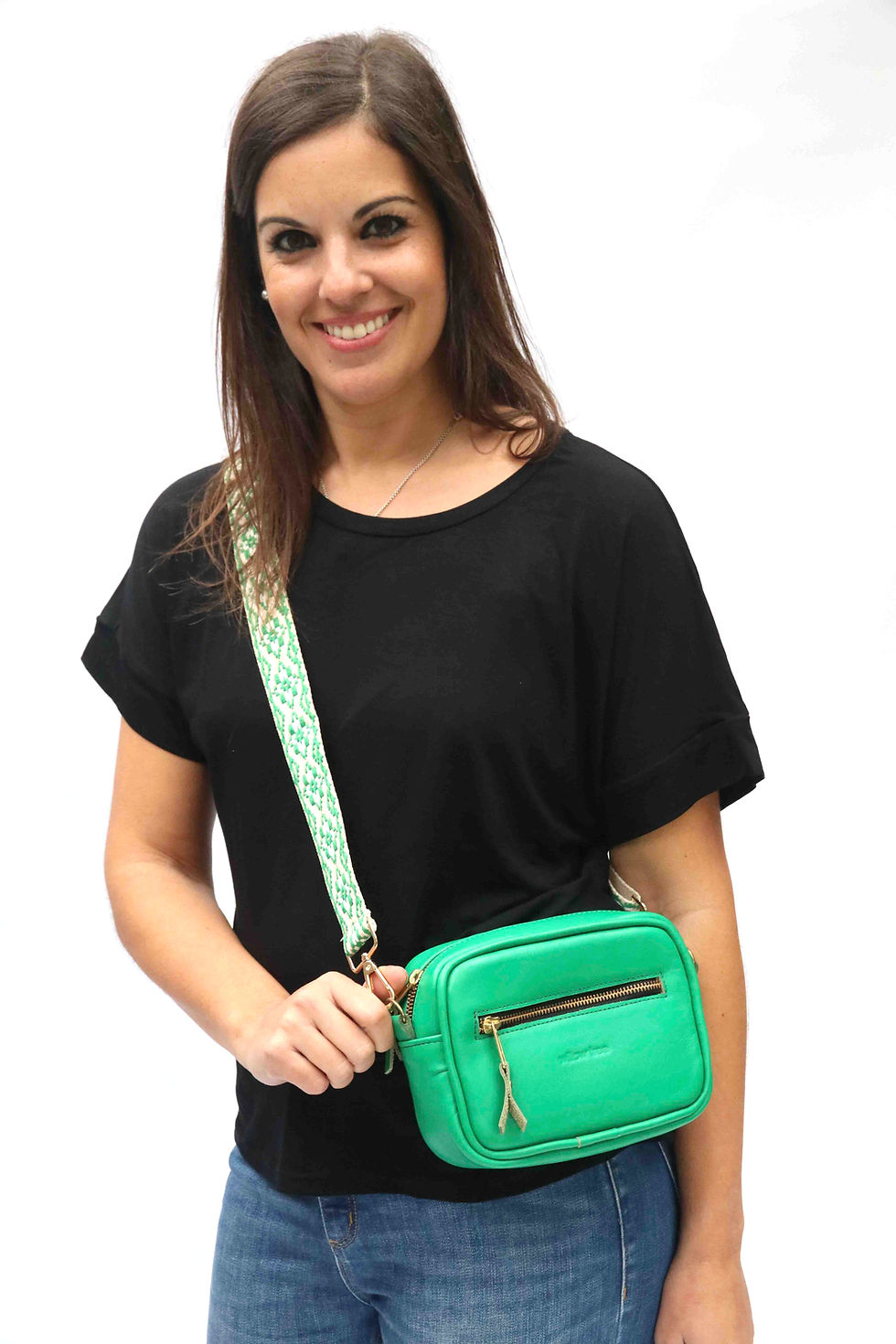 Small Green Camera Bag with Decor Strap willowtreedesigns