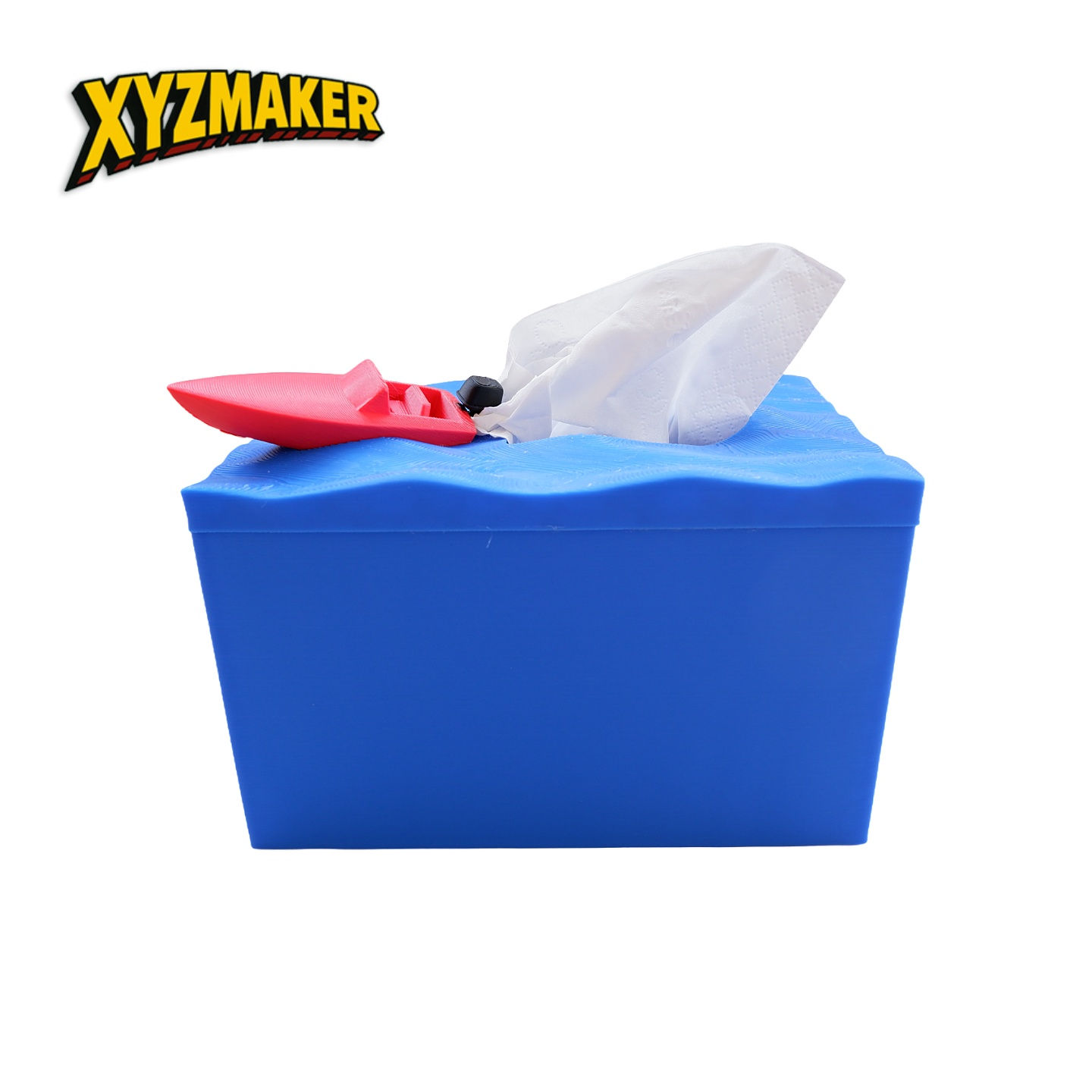 波しぶきを駆ける!赤いスピードボートのティッシュボックス