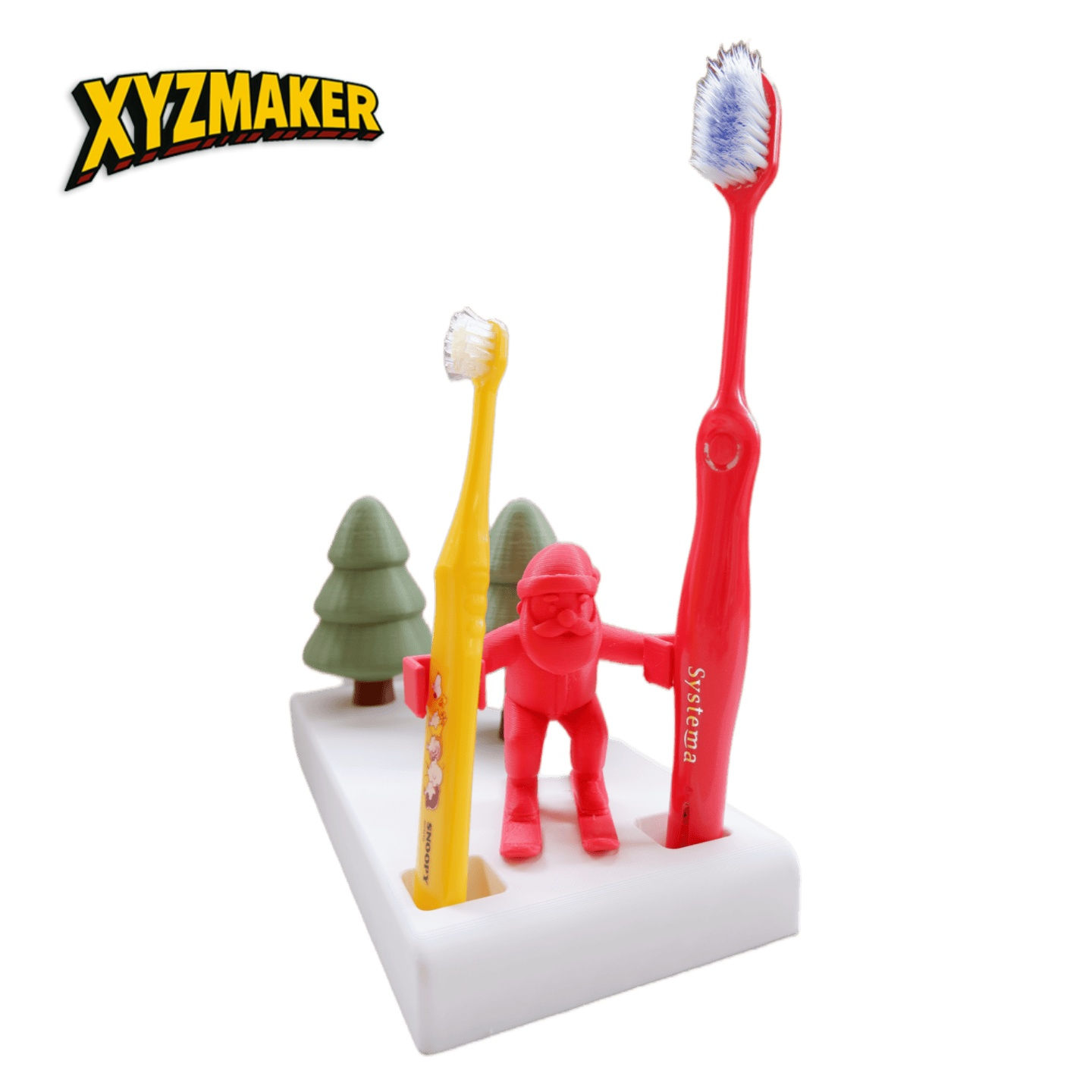 サンタが滑る♪歯ブラシ&コップスタンド|ユニークで楽しい収納アイテム