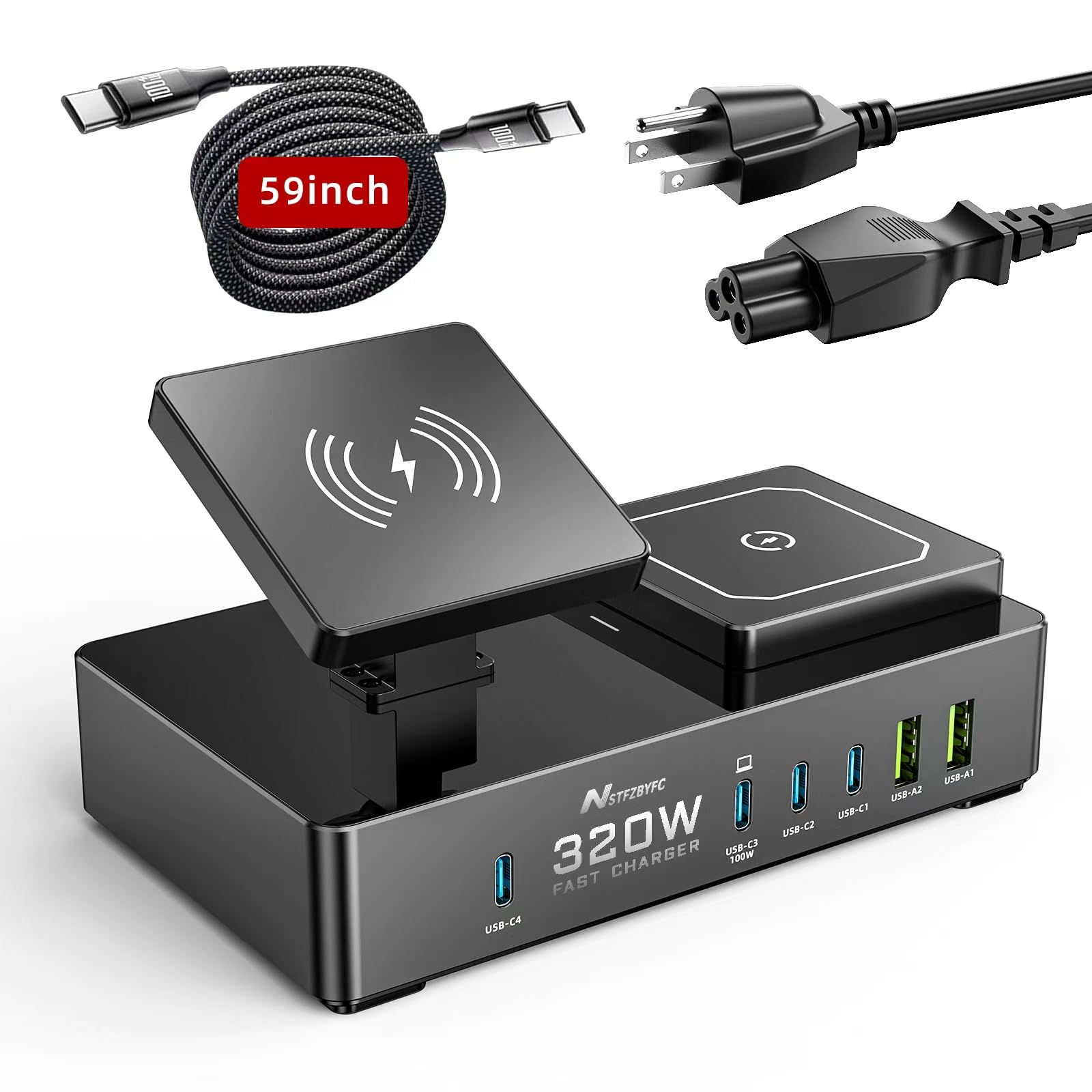 Wireless Charger 8 in 1 320W USB C Charging Station Magnetic Travel Wireless Cha