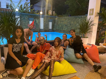 Staff wearing clothes for fun Halloween