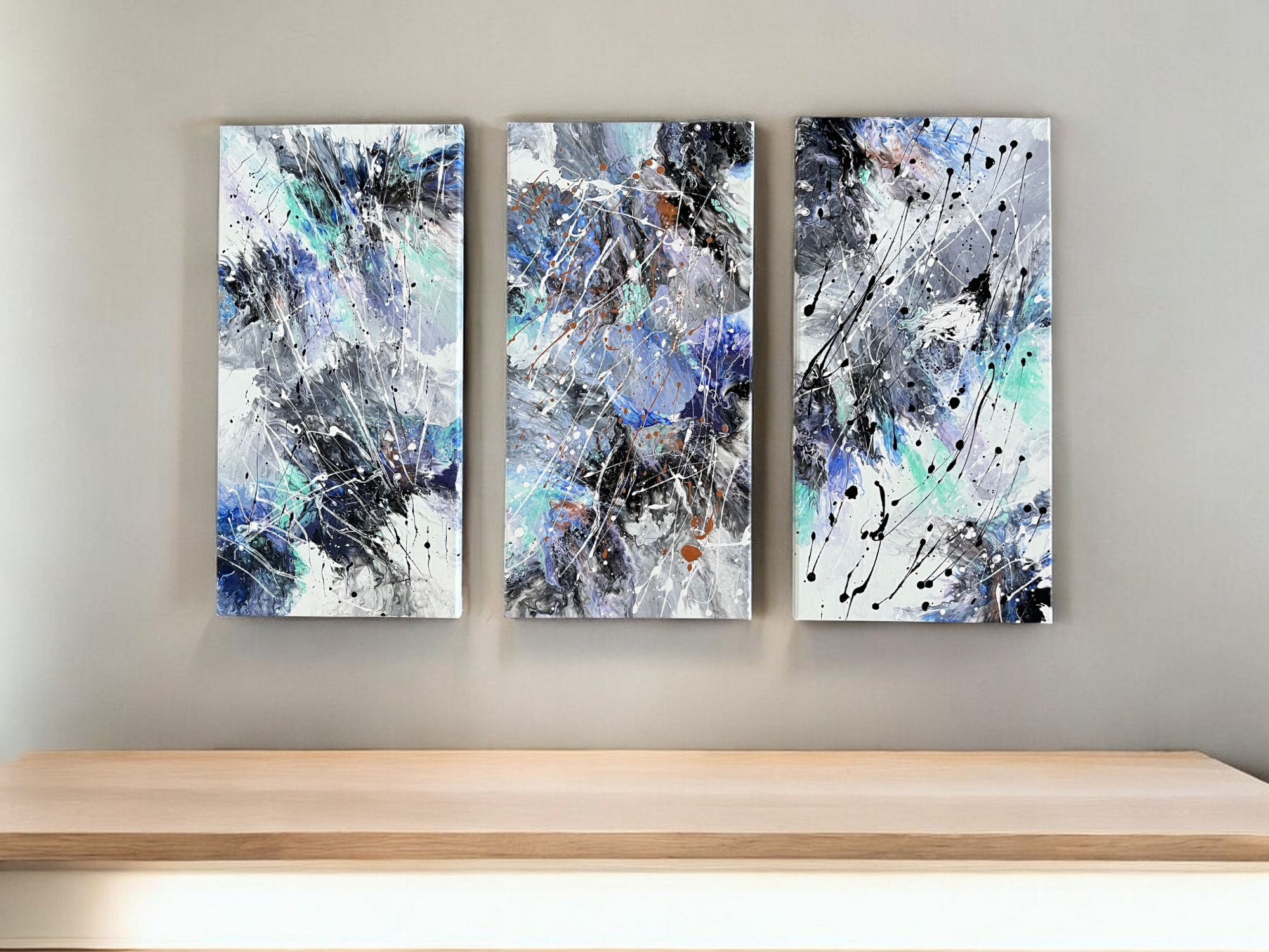 Abstract Fluid Art Acrylic Triptych -Inspiration