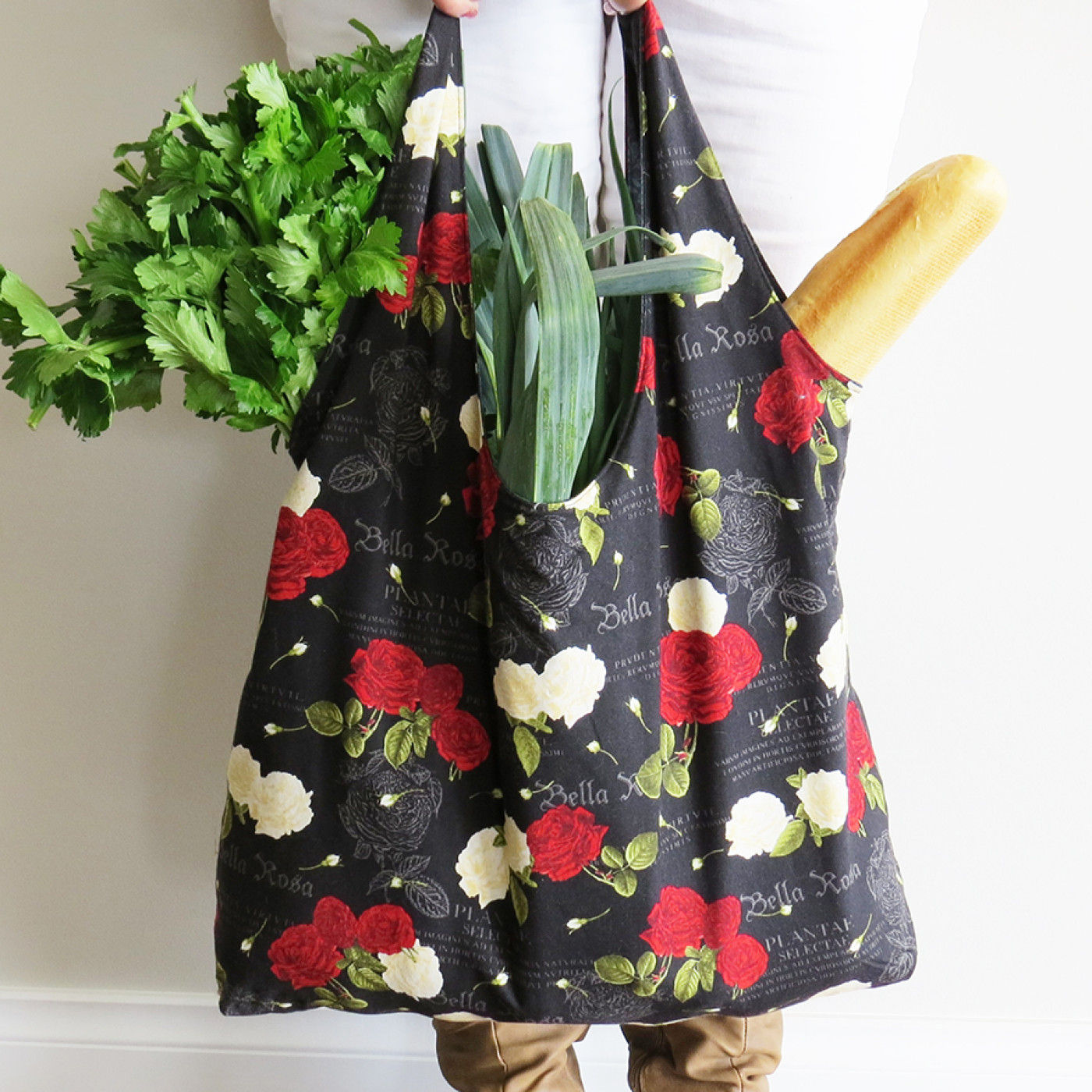 Market Bag, Tote, Carry All - Bella Rosa - Reversible