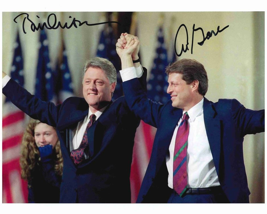BILL CLINTON & AL GORE - handsigniert Grossfoto 20x25cm COA