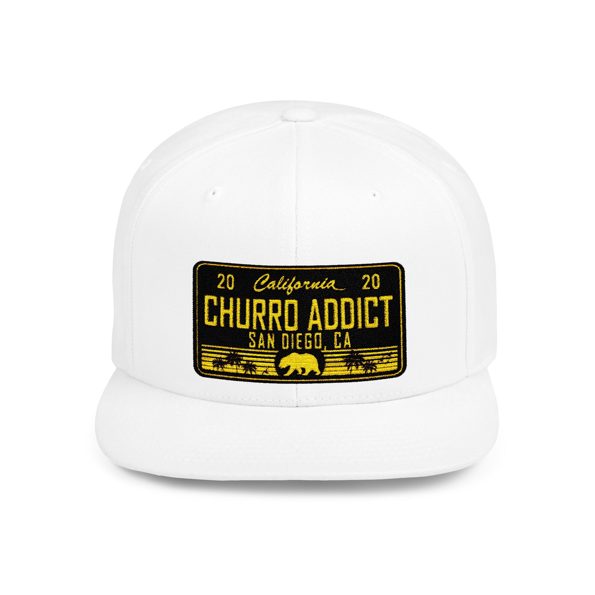 Churro Addict Flat Bill Snapback Hat | California Black