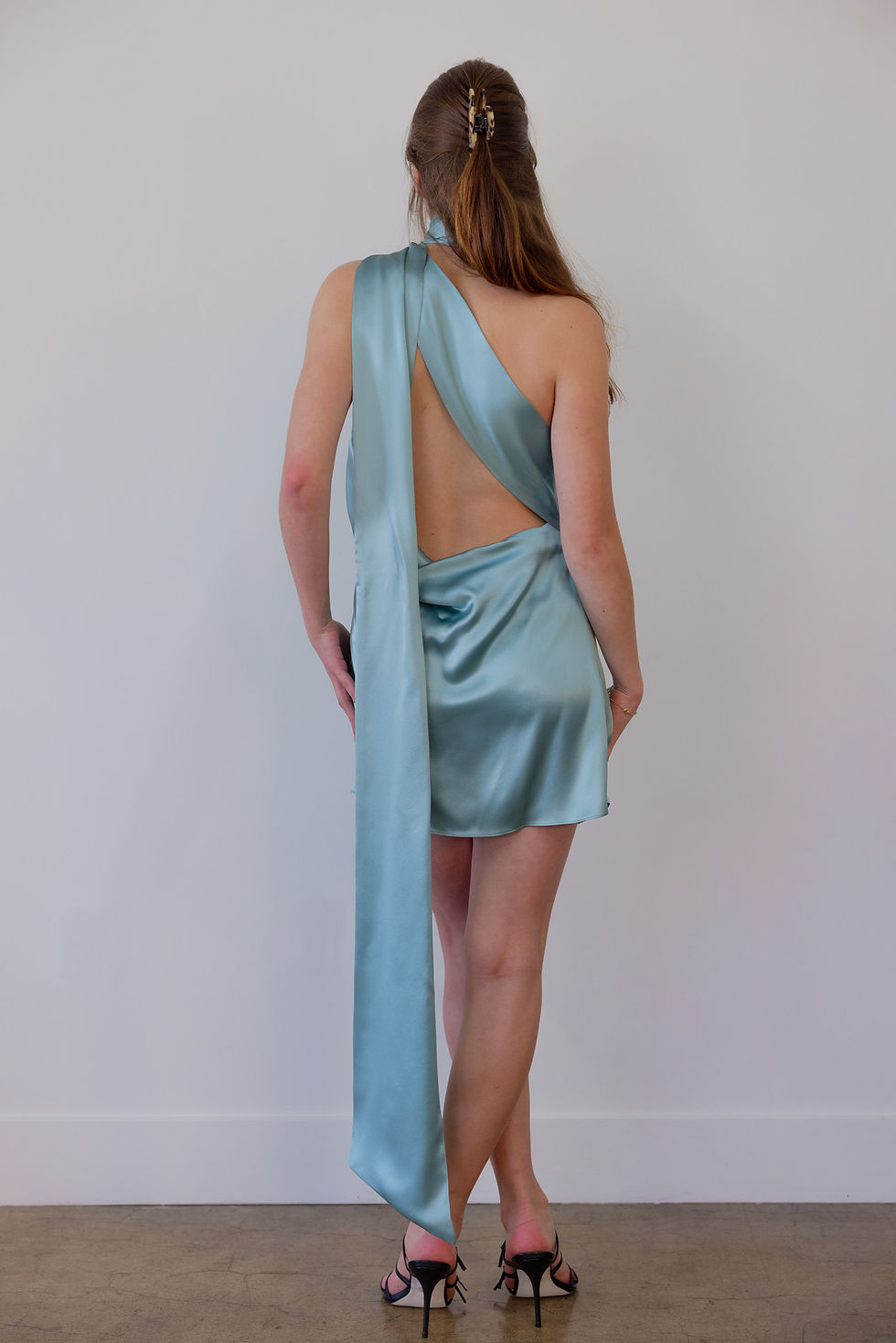Thumbnail: Goddess Silk Scarf Dress Blue