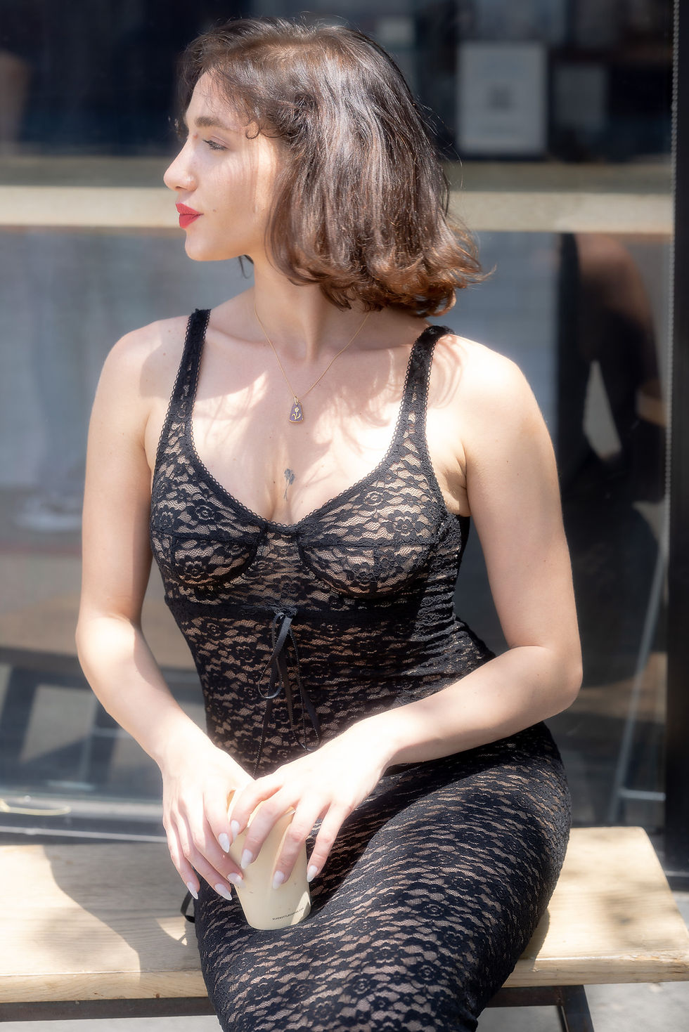 Thumbnail: BFF Stretch Lace Dress Black