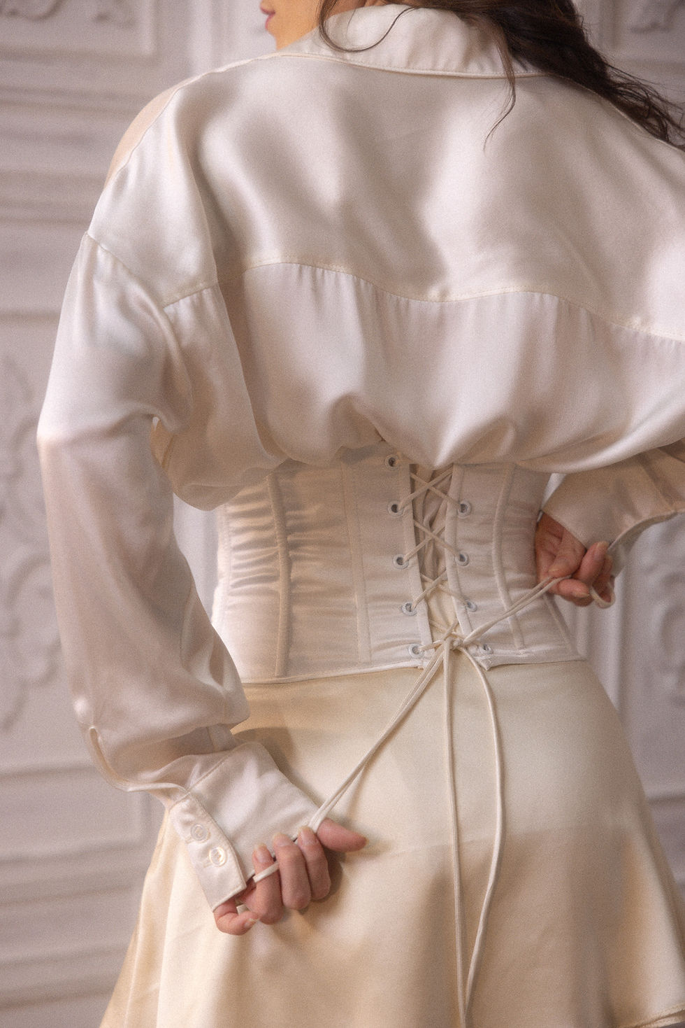 Thumbnail: Scalloped Silk Underbust Corset