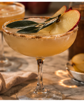 Apple cider sage cocktail with apple slice