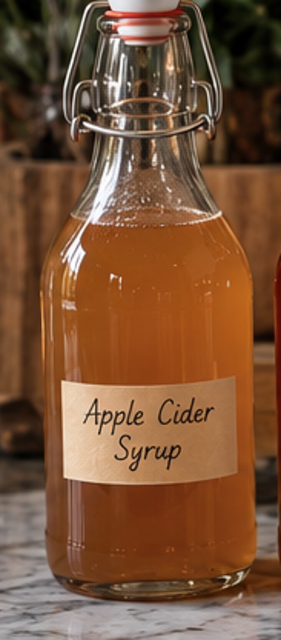 Apple cider sage syrup, strained and bottled