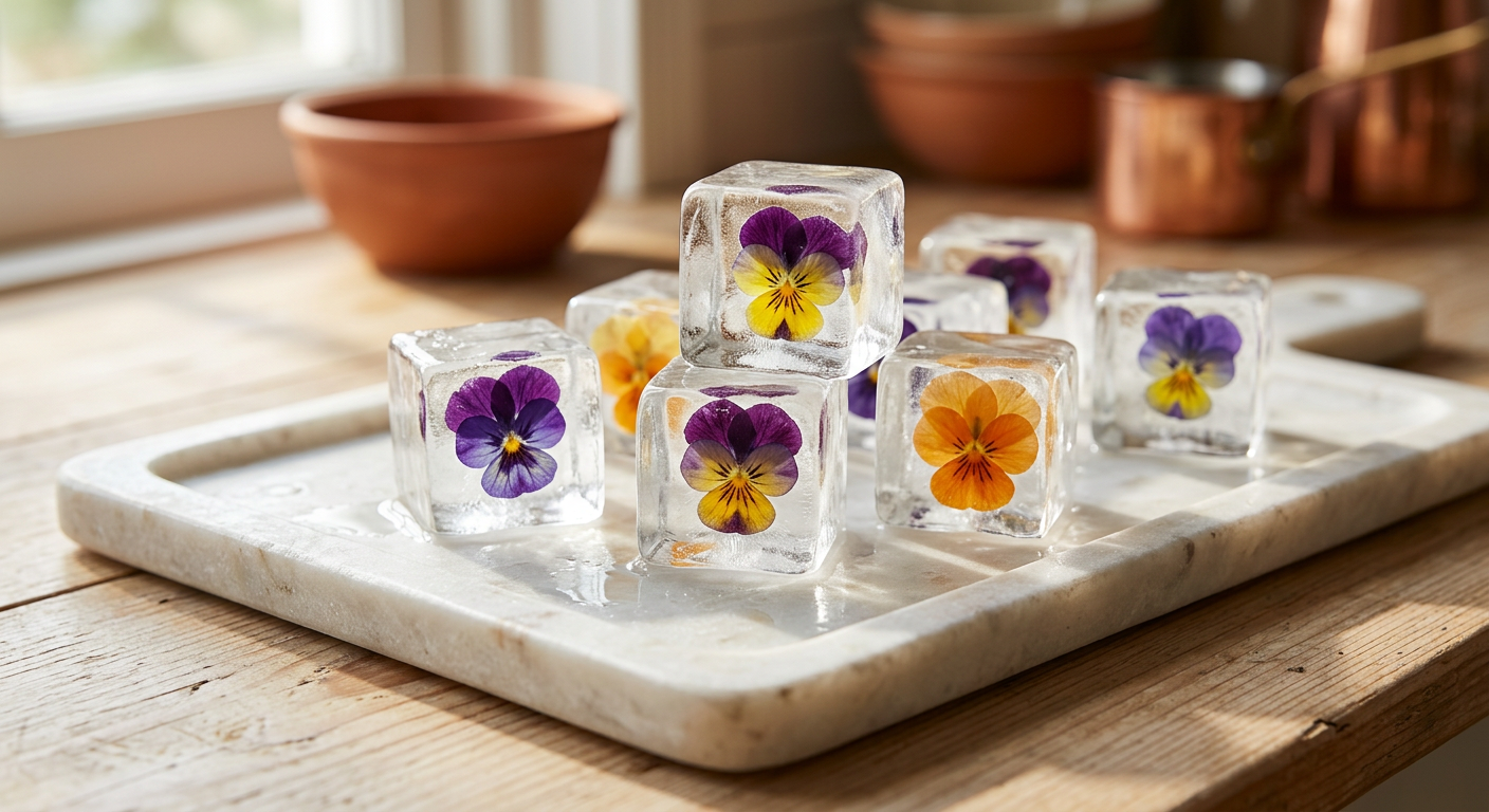 Pressed Flower Ice Cubes — illustrative recipe image