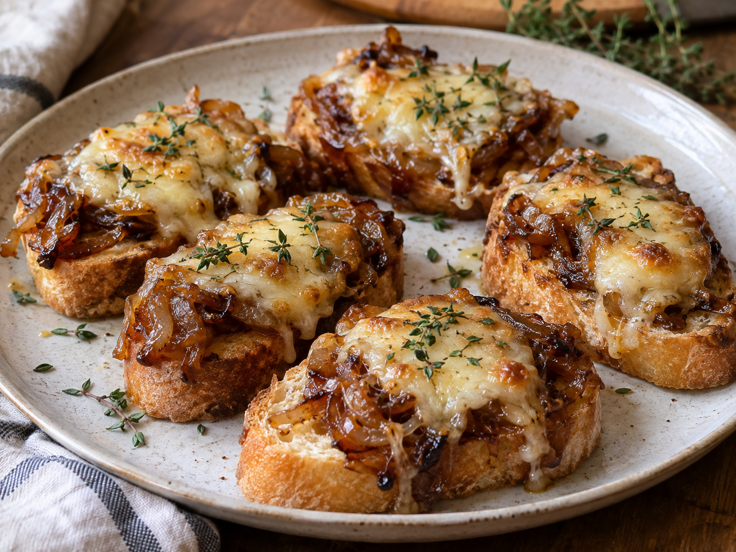 Mini French onion soup toasts