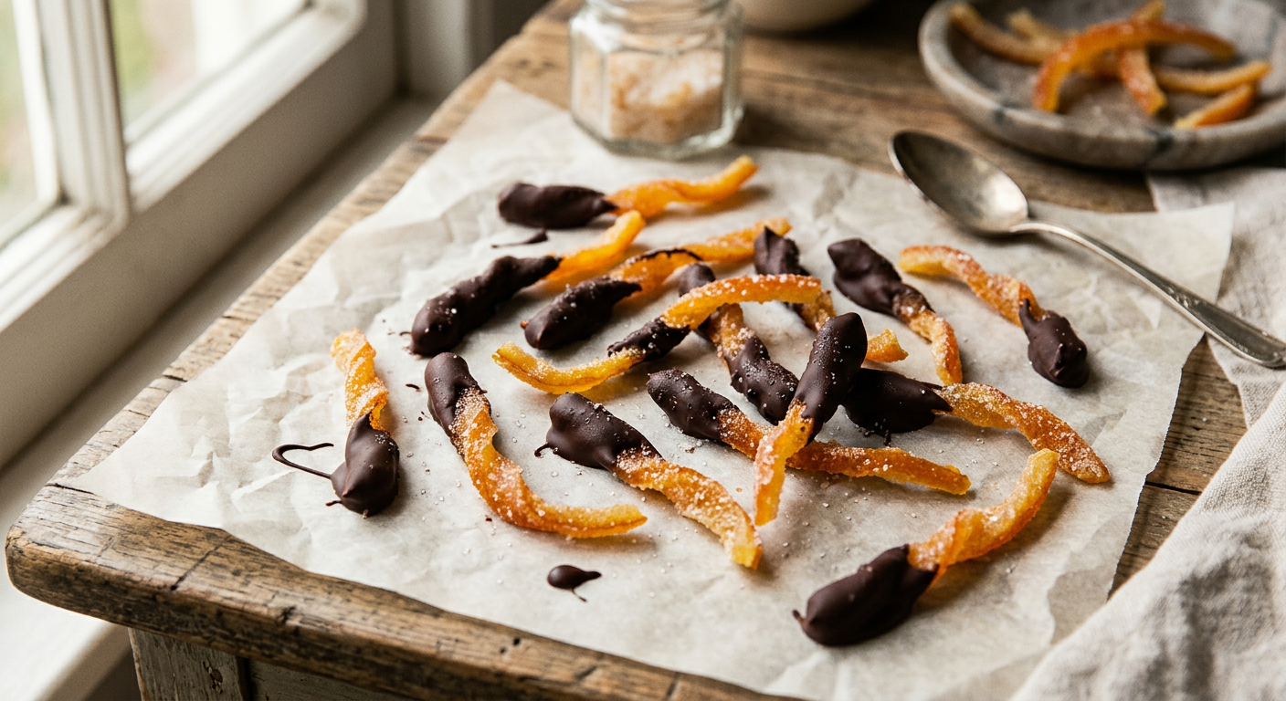 Chocolate-Dipped Candied Orange Twists — illustrative recipe image
