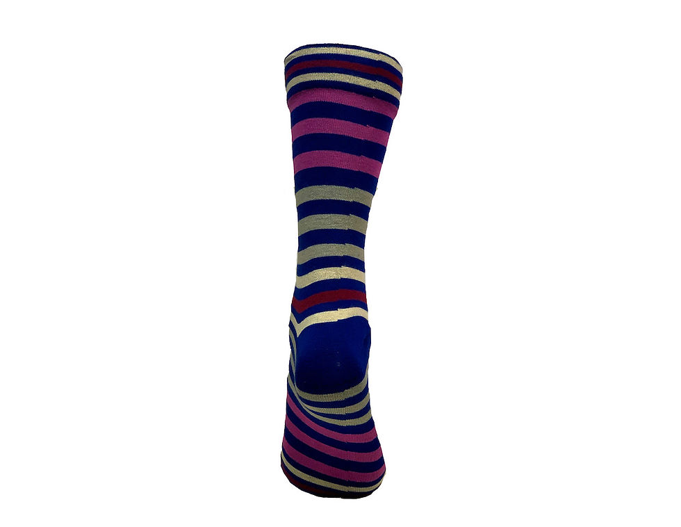 Miniatura: Medias Tishas Altas Classic Magic. Color Azul, Rayas Fucsia, Beige Unisex. 22089