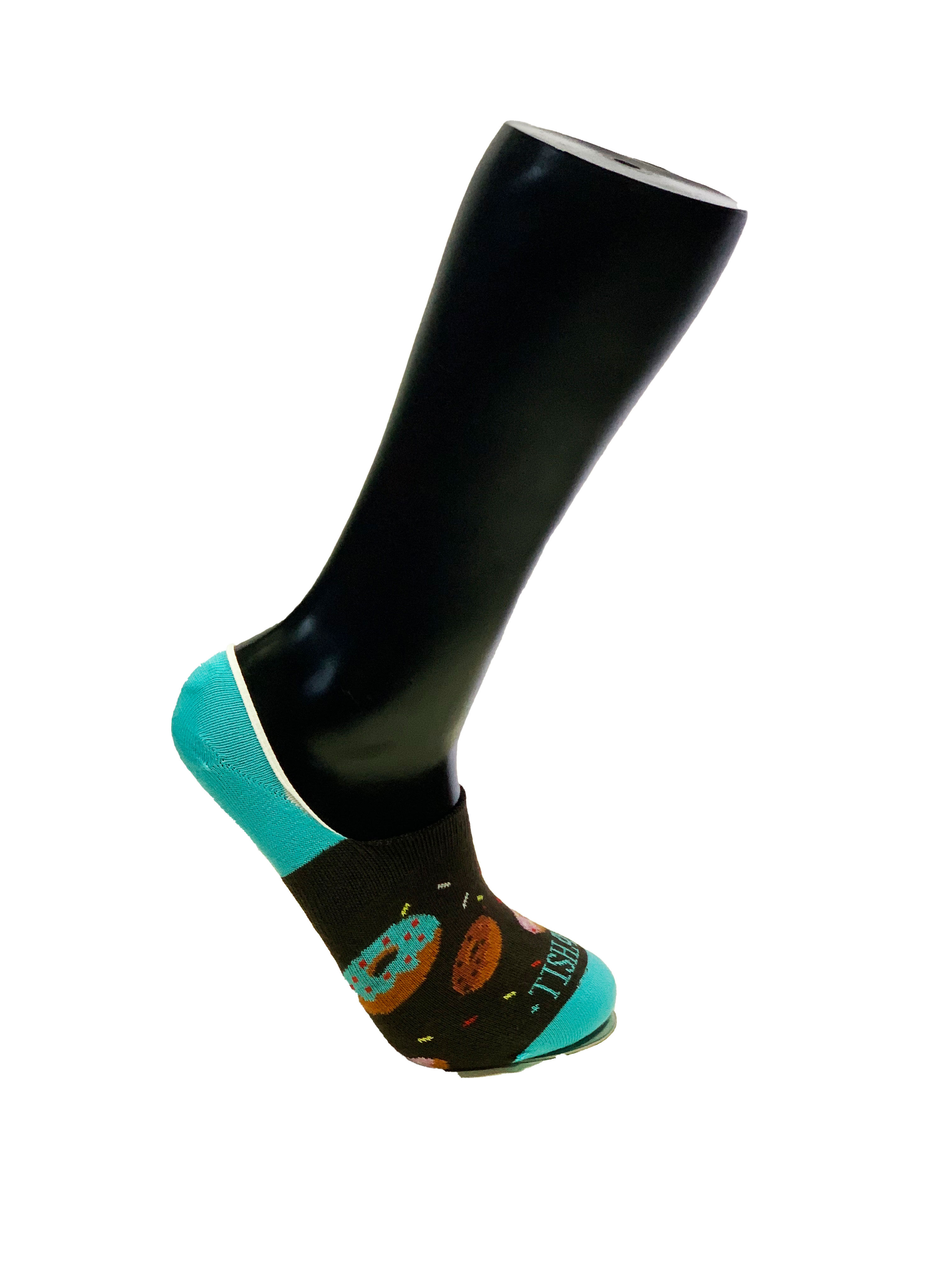 Medias Tishas Donuts Invisible. Cortas Color Negro y Trqueza Unisex. 22113