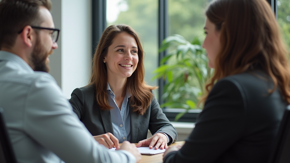 Eye-level view of a career coach engaging with a client during a session
