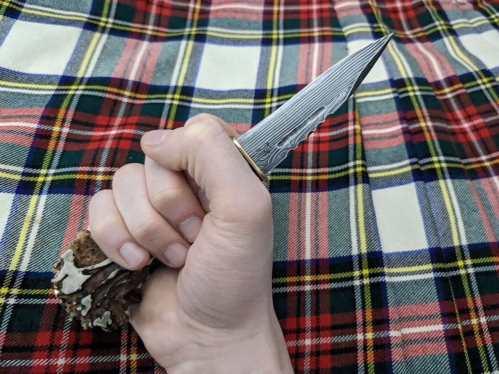 Thumbnail: Celtic Antler Sgian Dubh - Pattern Welded