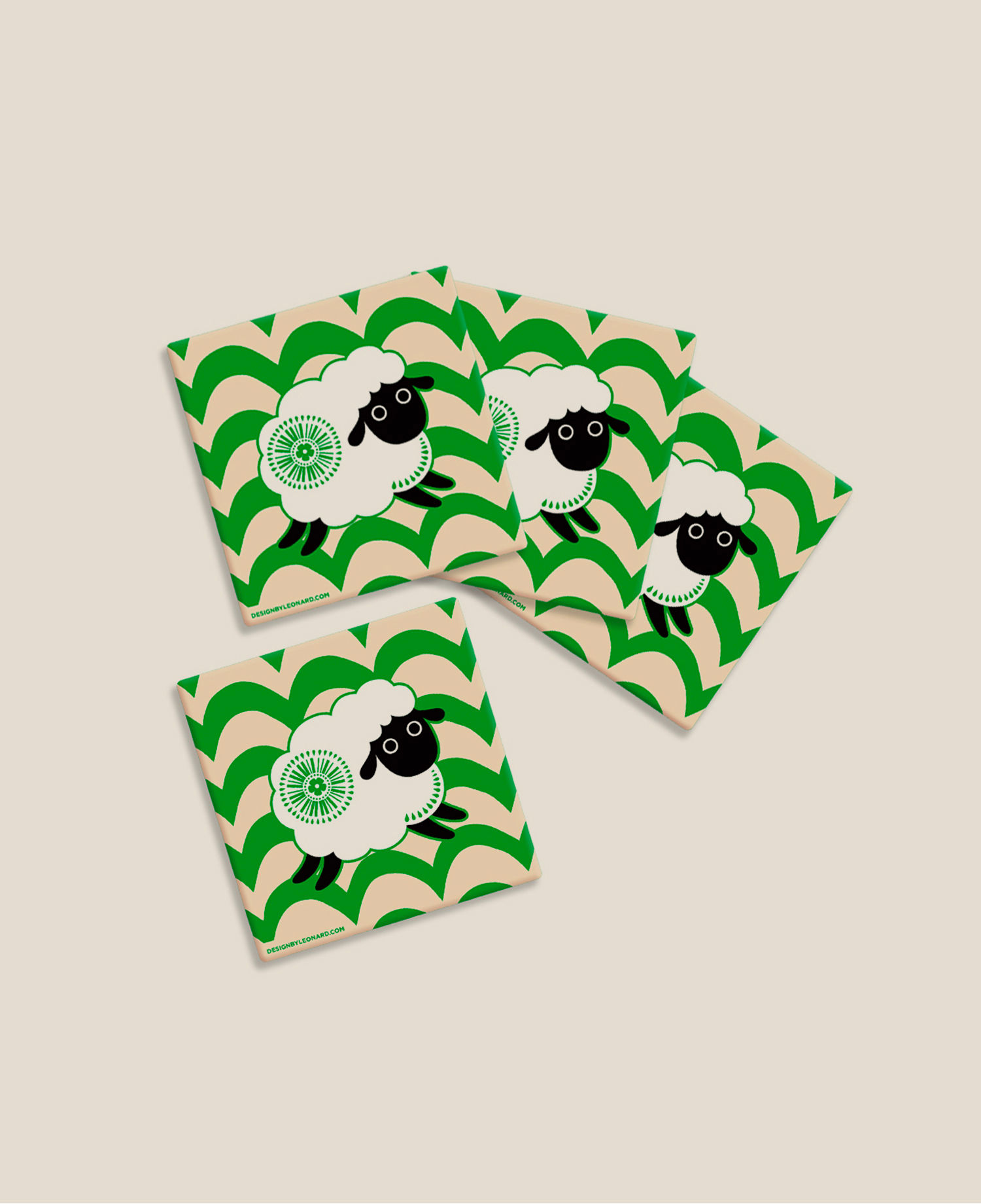 Coaster Set - Retro Sheep