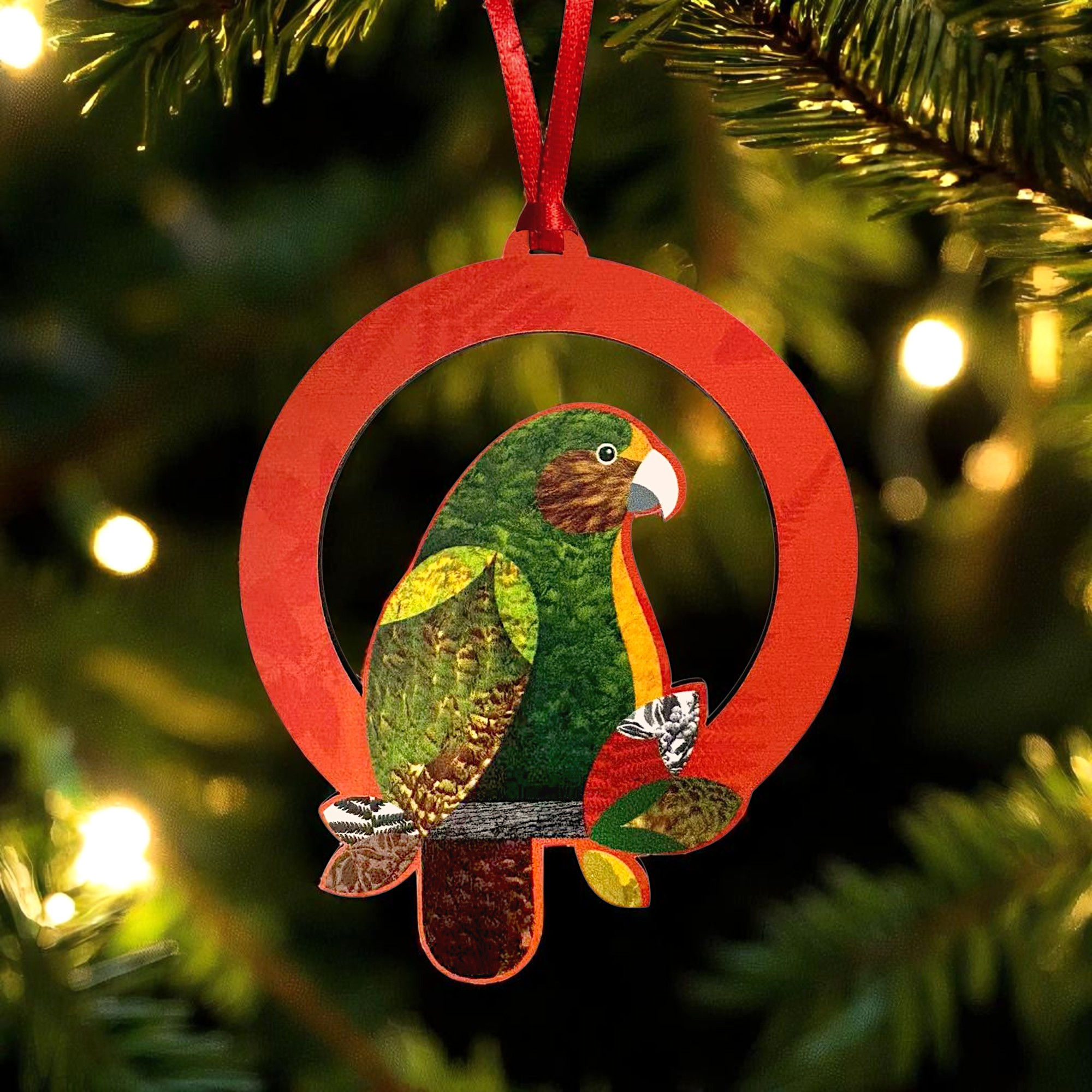 Wooden Xmas Decoration set of 4 - Native Bird