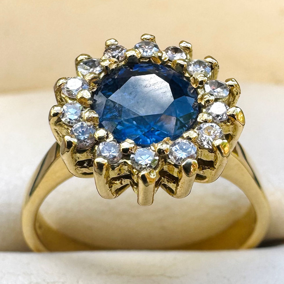 Thumbnail: SOLD!  18k Gold Sapphire & Diamond Ring