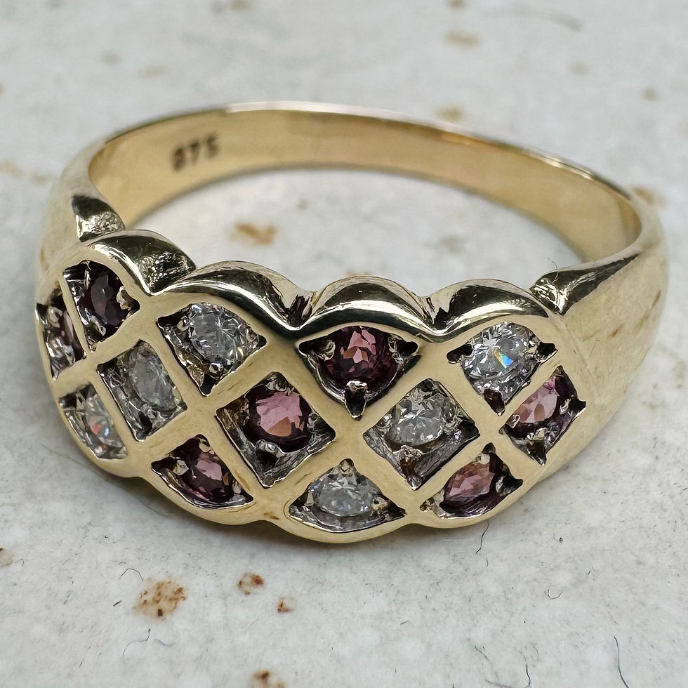 Thumbnail: 9k Yellow Gold Lattice Dress Ring.