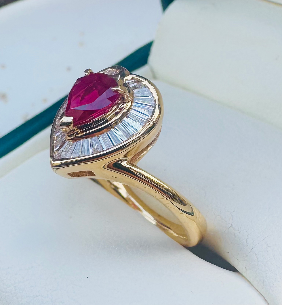 Thumbnail: SOLD - Burmese Ruby & Diamond 18k Gold Ring