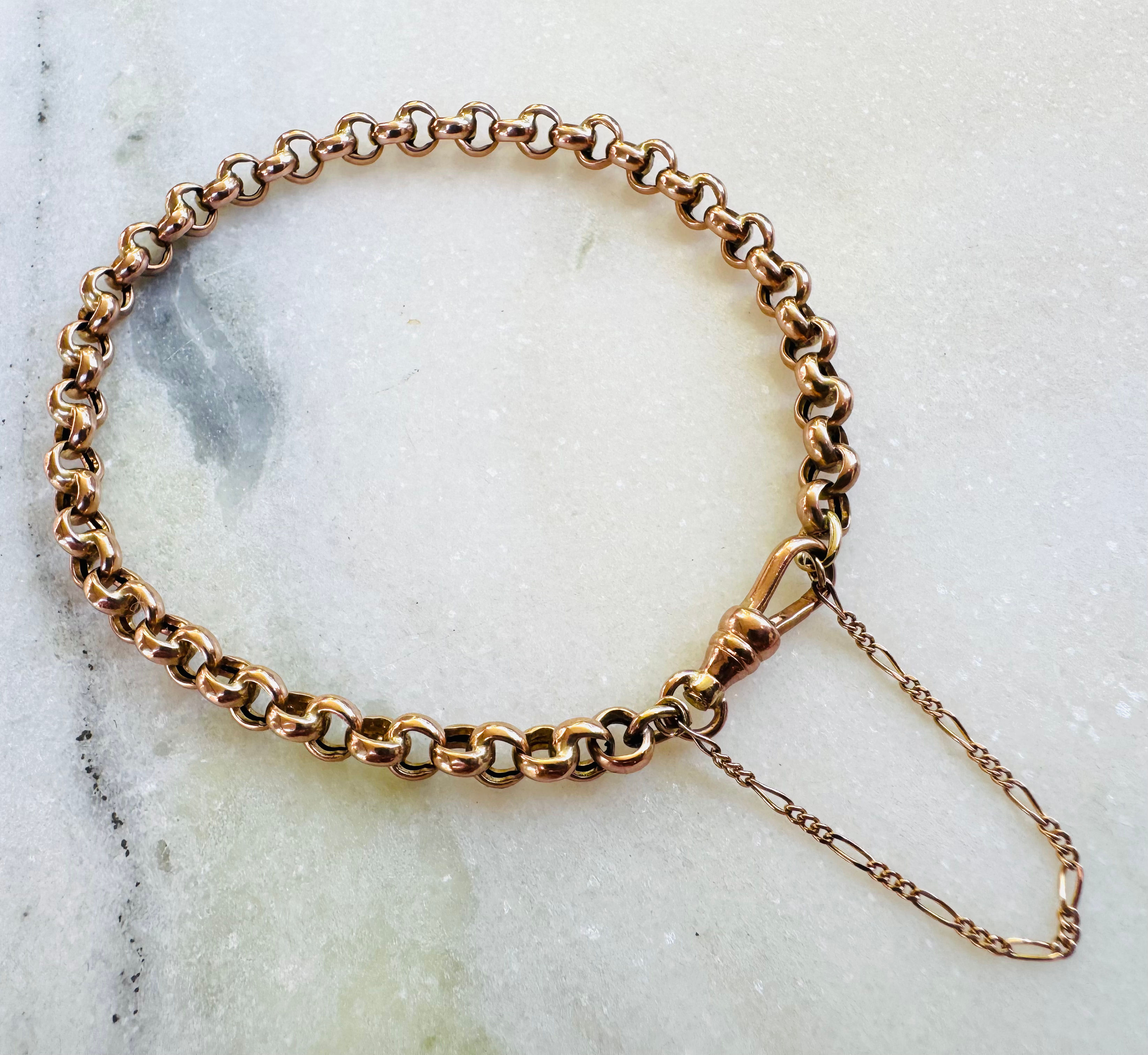SOLD!  9k Rose Gold Belcher Link Chain Bracelet 