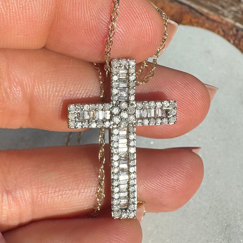 Thumbnail: 9K Gold Diamond Cross Necklace