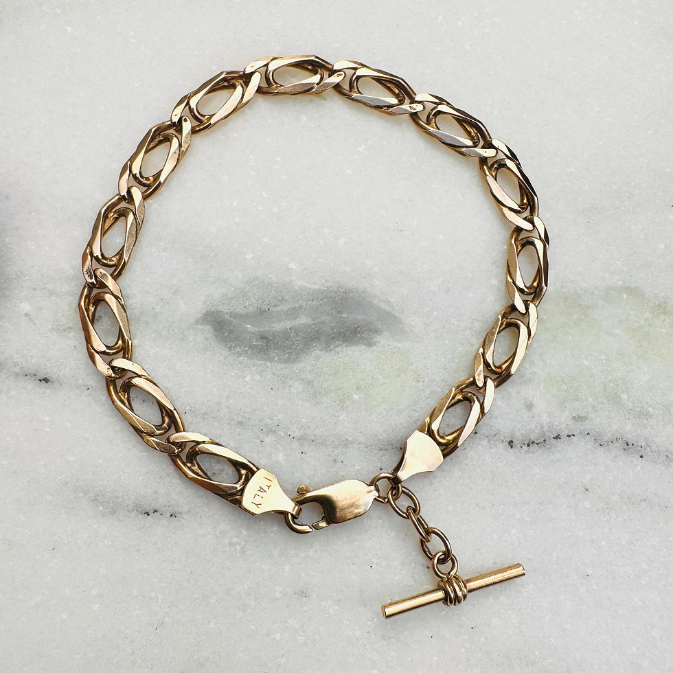 Thumbnail: 9K Gold Double Link Bracelet with T-Bar