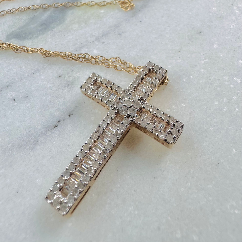 Thumbnail: 9K Gold Diamond Cross Necklace