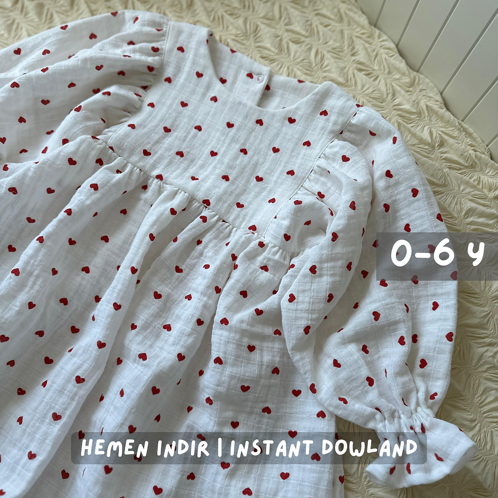 0–6 Yaş Balon Kol Elbise PDF Dikiş Kalıbı