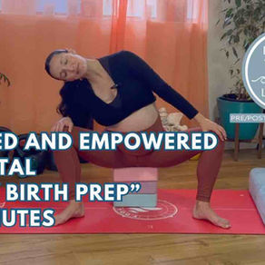 pregnant woman on yoga blocks and yoga mat squat birth prep on demand aligned and empowered