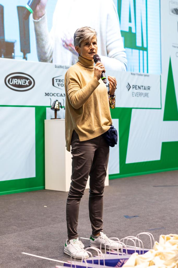 Maria Cleaveland speaking at Host Milano, the coffee trade show