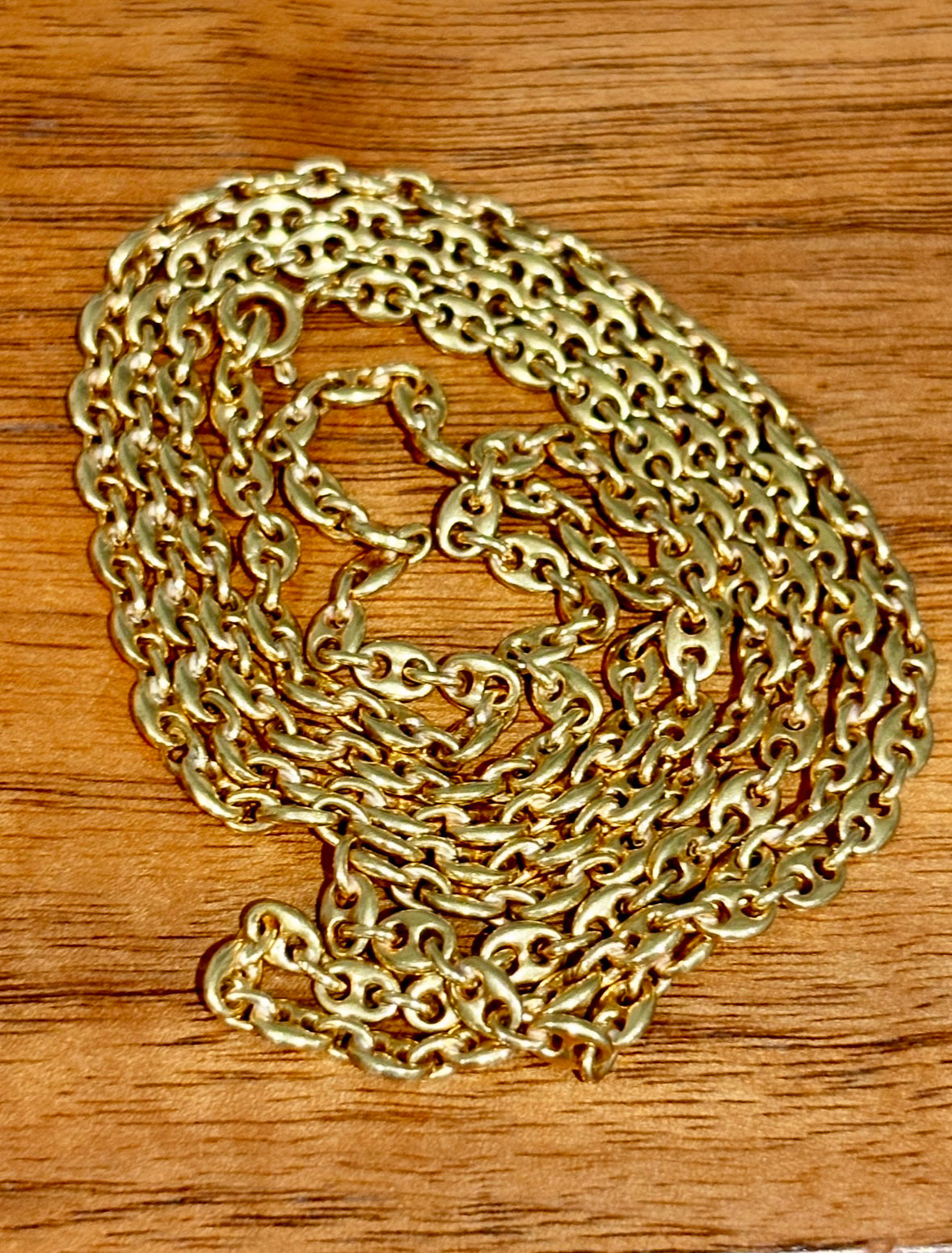 Antique French 18k Yellow Gold Mariner Link Chain 34inches: 85cm 35.7Grams 