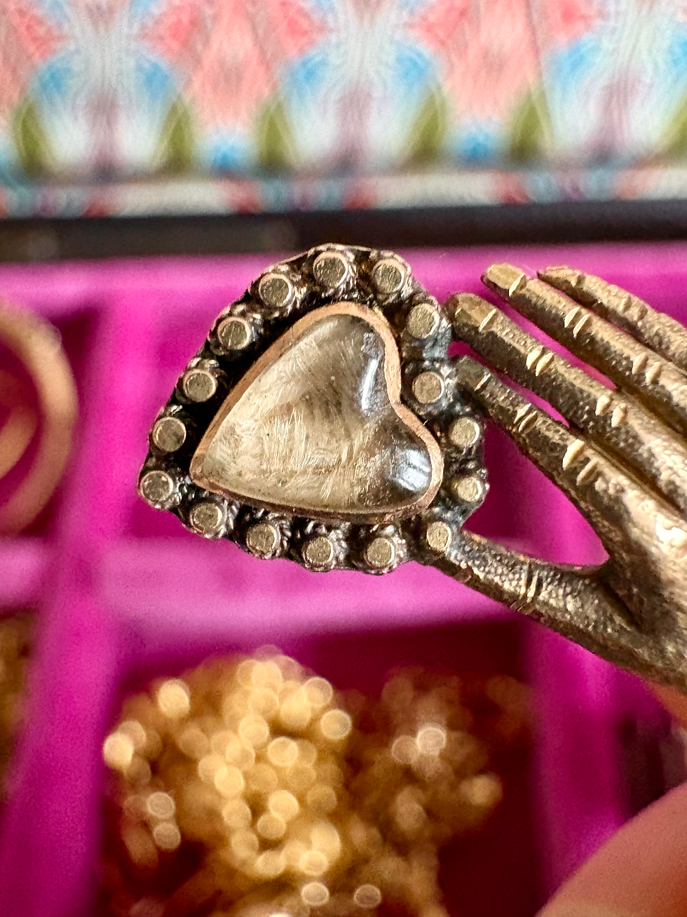Thumbnail: Georgian Mourning Hand & Heart Pendant with Hairwork set in 9ct Gold 