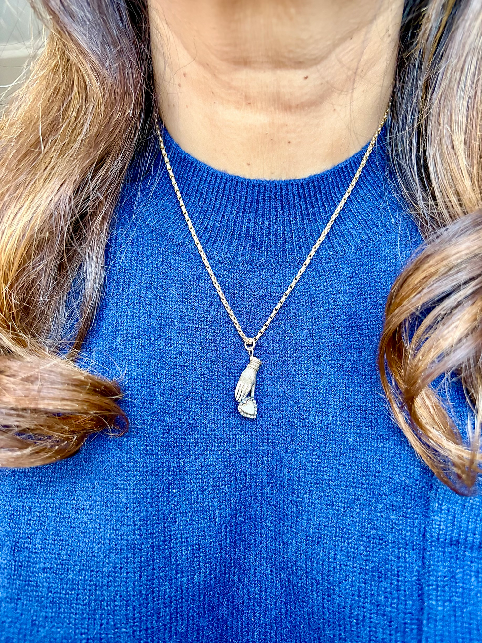 Thumbnail: Georgian Mourning Hand & Heart Pendant with Hairwork set in 9ct Gold 