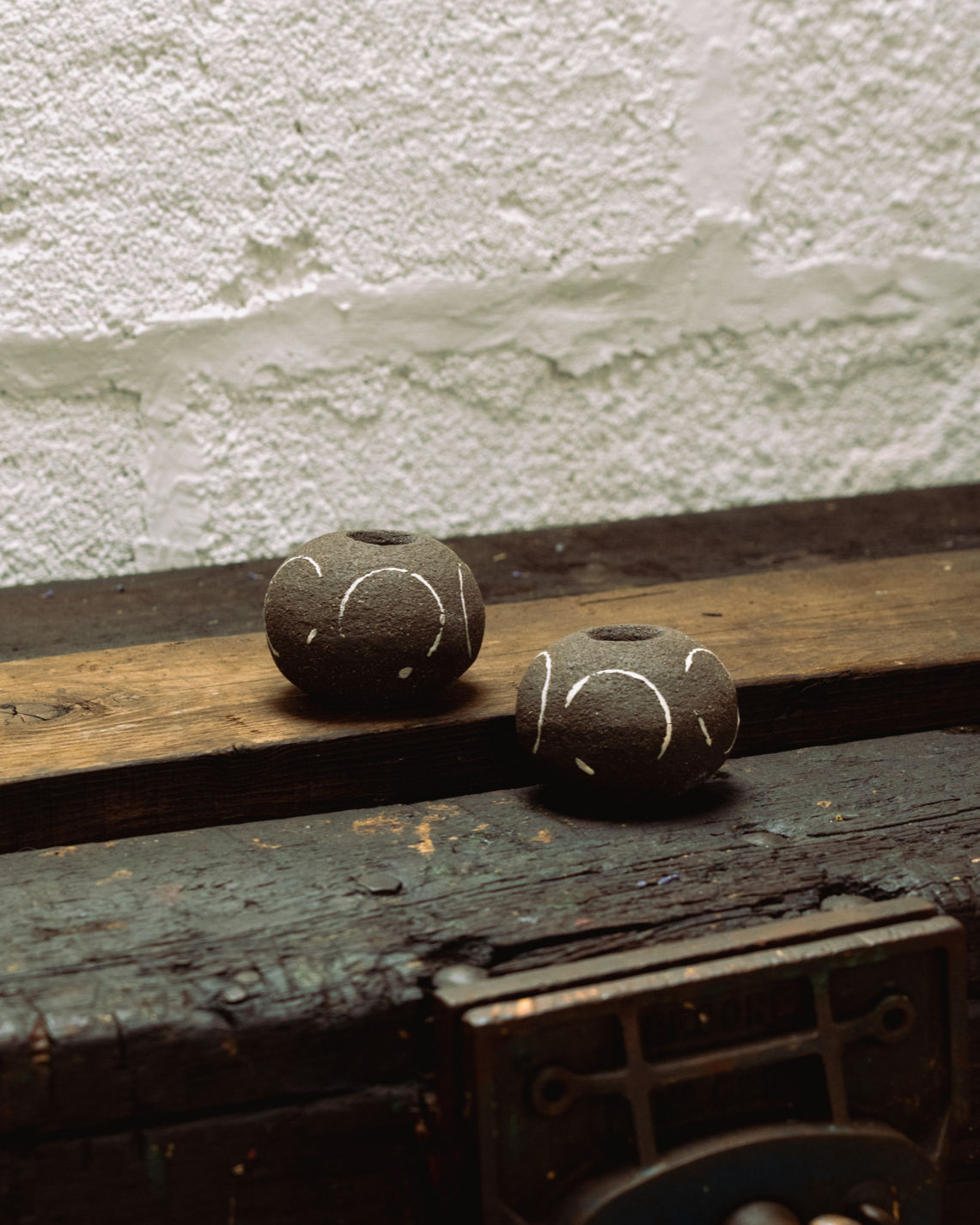 Black Rustic Orb "O" Candle Holder