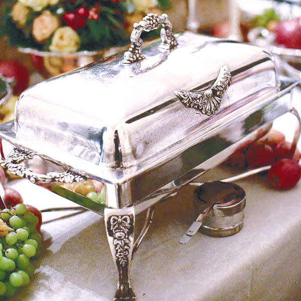 XL Rechaud, Deckelschale, Chafing-Dish, Warmhalte Platte Silber antik