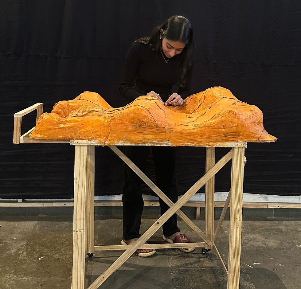 Costumes depicting the dissection of a decomposing body, and oversized ears.