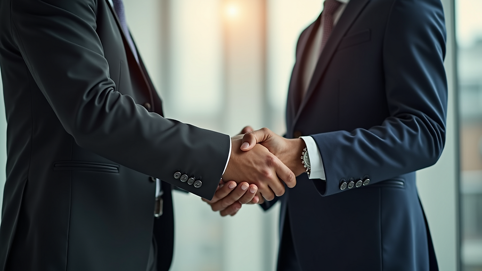 Close-up view of a handshake between two business partners