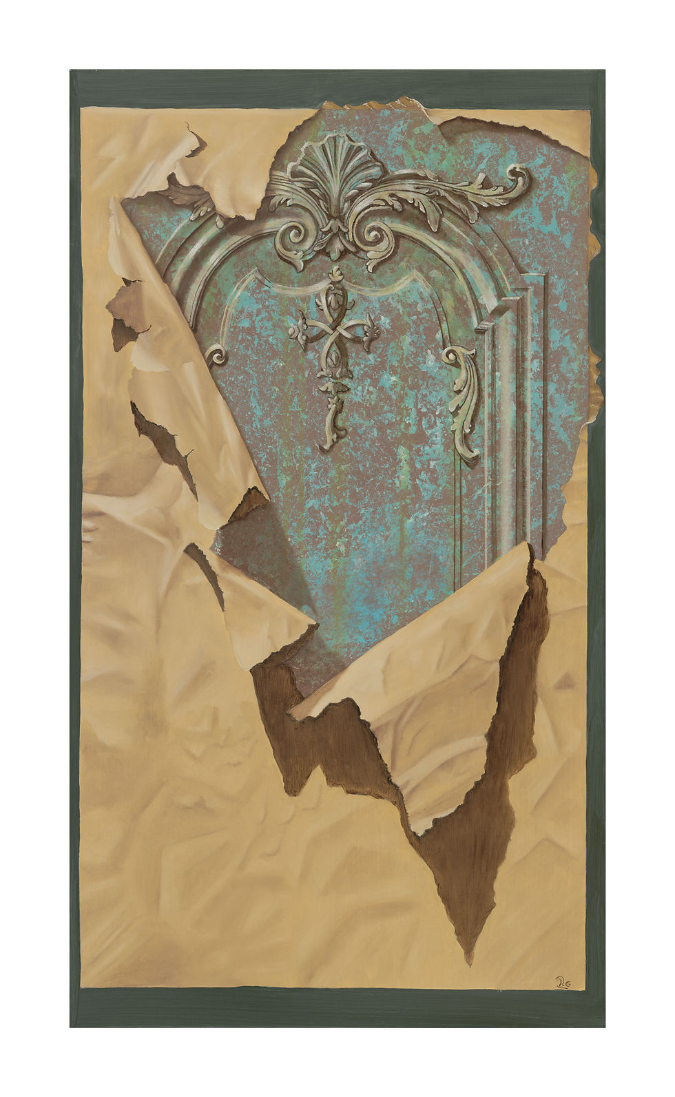 imitation de bronze et papier froiss