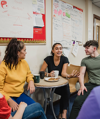 Young people talking.