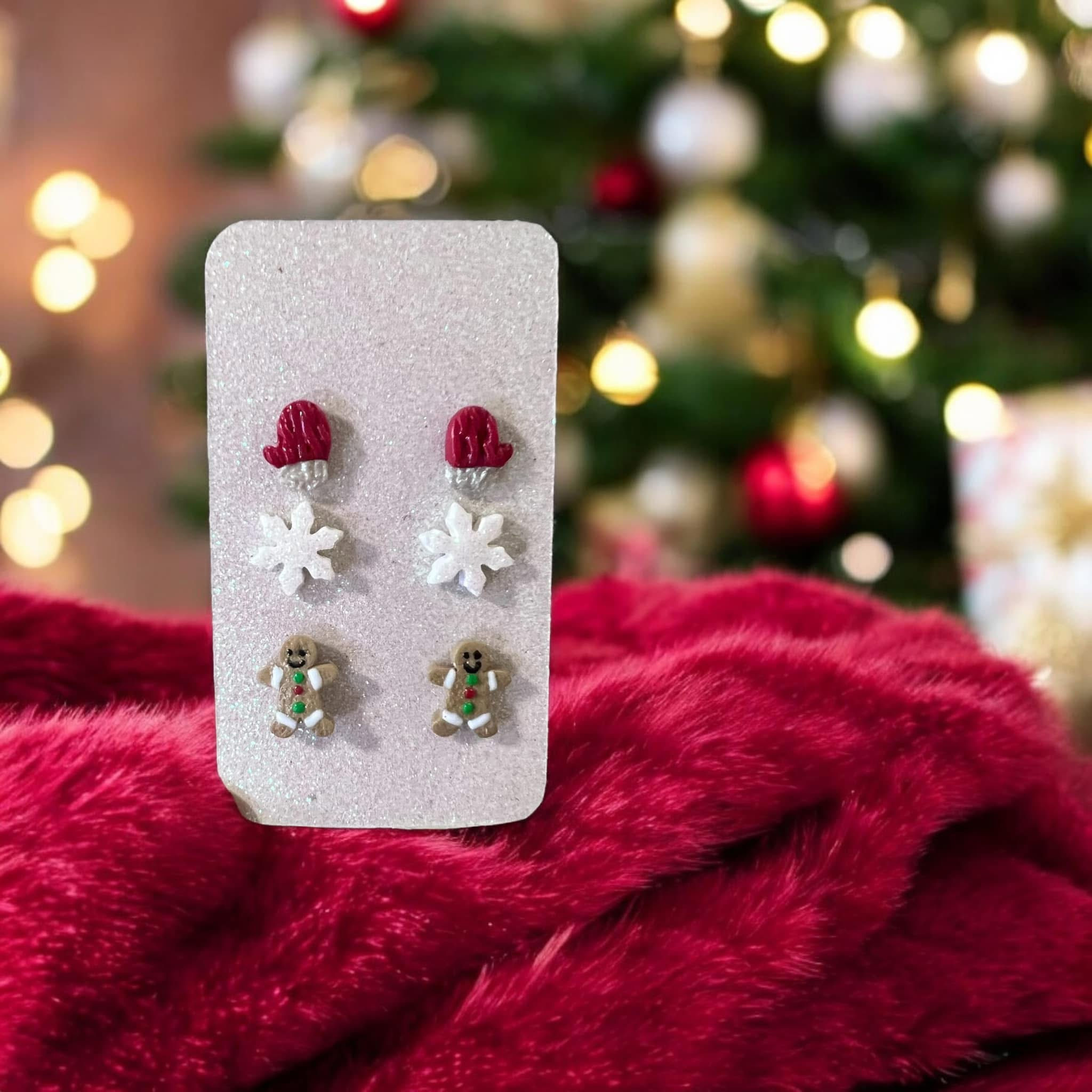 3 pack Christmas Studs